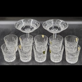 Group Of Waterford Crystal: Cups (10 Pieces) + Pair Of Margarita Goblets
