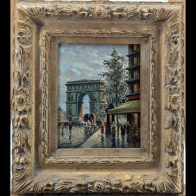 Paris Street Scene On Masonite, Signed "Coros"