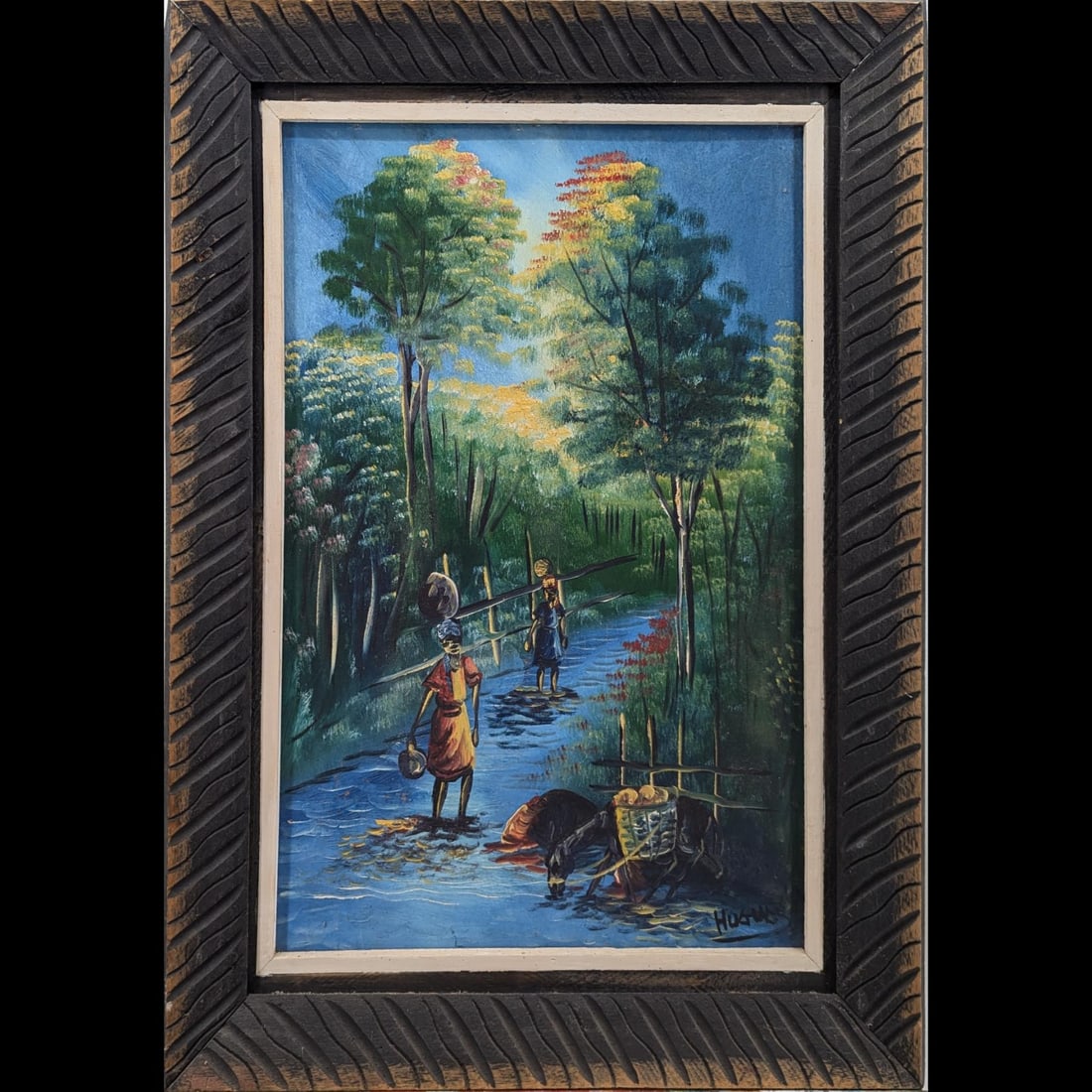 Signed Haitian Oil On Masonite Landscape Painting: Signed Haitian Oil On Masonite Landscape Painting. Measures approx. 29 1/2" X 21 1/2". Please copy and paste the URL link below to review our Terms and Conditions for bidding, payment, shipp