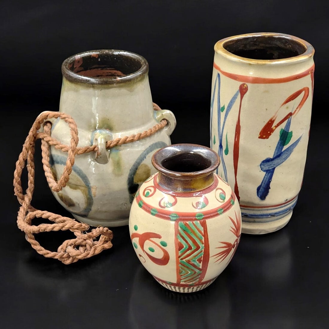 Lot Of Vintage Hand Painted Japanese Ceramic Pots, 3 Pieces (1 of 18)