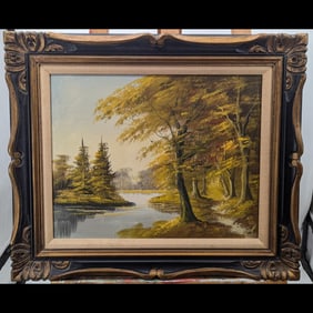 An Initialed Oil On Canvas Landscape Painting