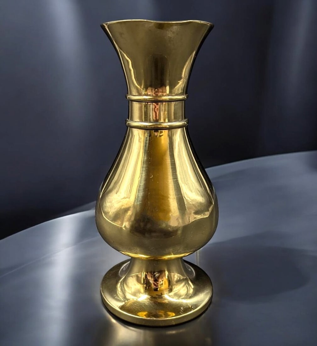 19th Century Jones & Willis Gilt Brass Vase: 19th Century Jones & Willis Gilt Brass Vase. Measures approx. 9" X 4". Provenance: Central Florida Collectors Estate whom had lived in Japan for many years. Please copy and paste the URL link