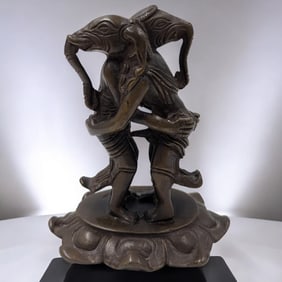 Rare 17th Century Sino Tibetan / Hindu Deity Dual Bodied Kangiten