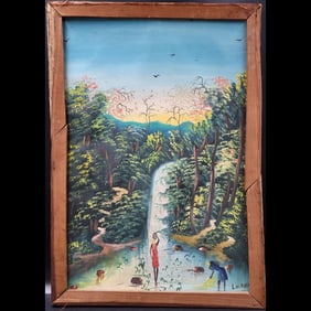 After Luckner Lazard (Haitian, 1928-1998) Acrylic On Canvas Painting