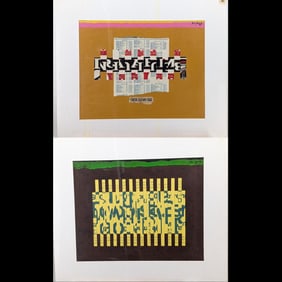 Pair Of Signed Jon Henry (American, 1916-1990) Original Mixed Media On Board Abstract Paintings