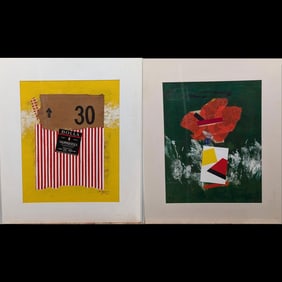 Pair Of Signed Jon Henry (American, 1916-1990) Original Mixed Media On Board Abstract Paintings