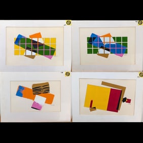 Lot Of 4 Signed Jon Henry (American, 1916-1990) Original Gouche And Watercolor Paintings On Board