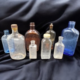 Lot Of 8 18th To Early 20th C Antique Glass Bottles