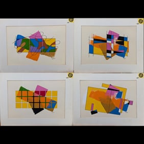 Lot Of 4 Signed Jon Henry (American, 1916-1990) Original Gouche And Watercolor Paintings On Board
