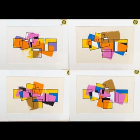 Lot Of 4 Signed Jon Henry (American, 1916-1990) Original Gouche And Watercolor Paintings On Board