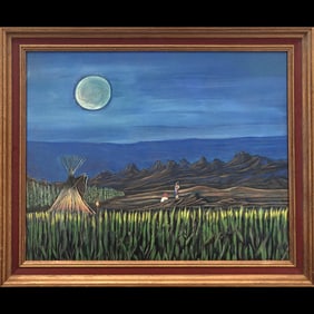 Native American Kiowa Tribe Yee-Hau-Thou Acrylic On Canvas Painting