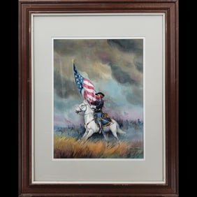 Karl Zembrusky Large Civil War Watercolor Painting