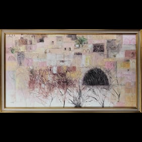 Artist Signed Oil On Canvas Abstract Landscape Painting