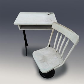 Antique School Desk And Chair