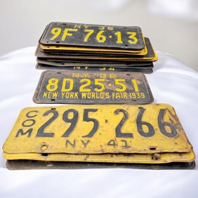 Large Lot Of Vintage NY License Plates Circa 1928 & Beyond, 28 Pieces