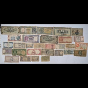Large Lot Of Old Foreign Currency Bills, 29 Bills Total