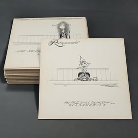 Large Lot Of Jonathan K. McCall Ink On Board Square Drawings, 44 Pieces