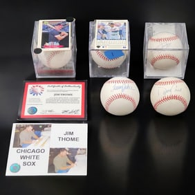 Lot Of 5 Signed MLB Baseballs: Manny Ramirez, Frank Thomas, Jim Thome W/ COA, Dave Chalk, Tommy John