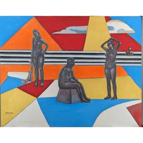 Bruce Gregory (American, 1917-2002) Signed Abstract Figural Painting, Estate Fresh