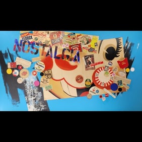 Large Jon Henry 1916-90 O/C Mixed Media Painting Titled "Nostalgia" 1982