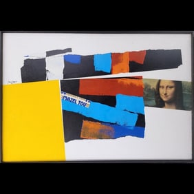 Jon Henry 1916-90 O/C Mixed Media Painting Titled "Mozel Tov" 1983