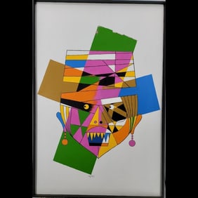 Jon Henry 1916-90 O/C Painting Titled "Mask Series #5" 1989