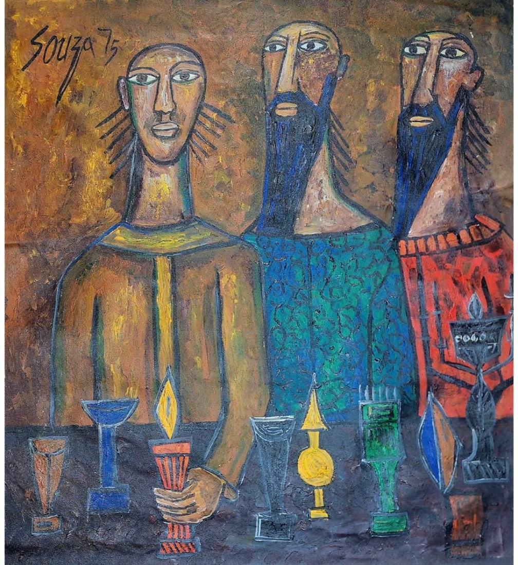 NY, India & England, Francis Newton Souza 1924-2002 Signed Souza 75' Oil On Canvas W/ COA: ***We at RBFineArts can only attribute this work to Francis Newton Souza 1924-2002 based upon the quality and the presence of a signature And Papers, We are not an authentication service. We can only