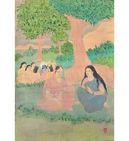 Nandalal Bose 1882-1966 Watercolor Painting Signed