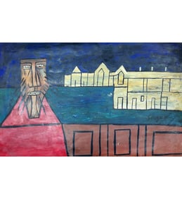 NY, India & England, Francis Newton Souza 1924-2002 Signed Souza 85' Acrylic On Paper