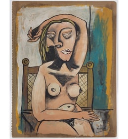 Pablo Picasso 1883-1973 "WOMAN IN A CHAIR" Nude Signed Lower Right