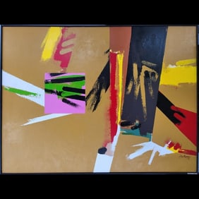 Jon Henry 1916-90 O/C Painting Titled "GAZA" 1985-1988