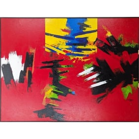 Signed And Dated Jon Henry (American 1916-90) O/C Painting Titled "Kenya", 1985
