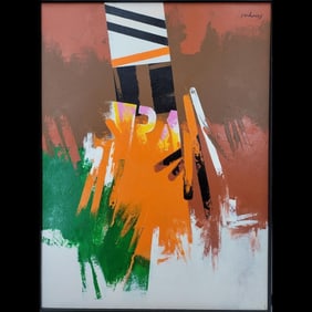 Jon Henry 1916-90 O/C Painting Titled "Harvard Blues" 1985-1988