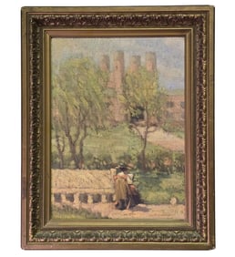 Impressionist Landscape Painting Oil On Board Or Paper Unsigned