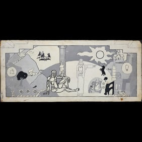 A Vintage Tempura On Board Narrative Bible Painting