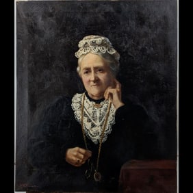 An Early English Oil On Canvas Portrait Painting Of An Older Woman, Signed D.W. Hadden