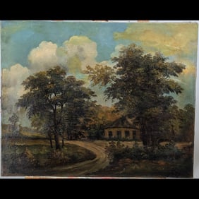 An Antique Oil On Canvas Landscape Painting