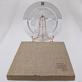 1975 Cristal Lalique Collector Plate "Fish Duet" In Original Box