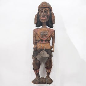 Native American Wood Carved Sculpture 32" Tall