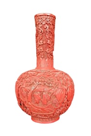19th c Chinese Cinnabar Vase (Not Perfect)