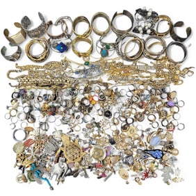 Large Lot Of Costume Jewelry, Bracelets, Rings, Pendants