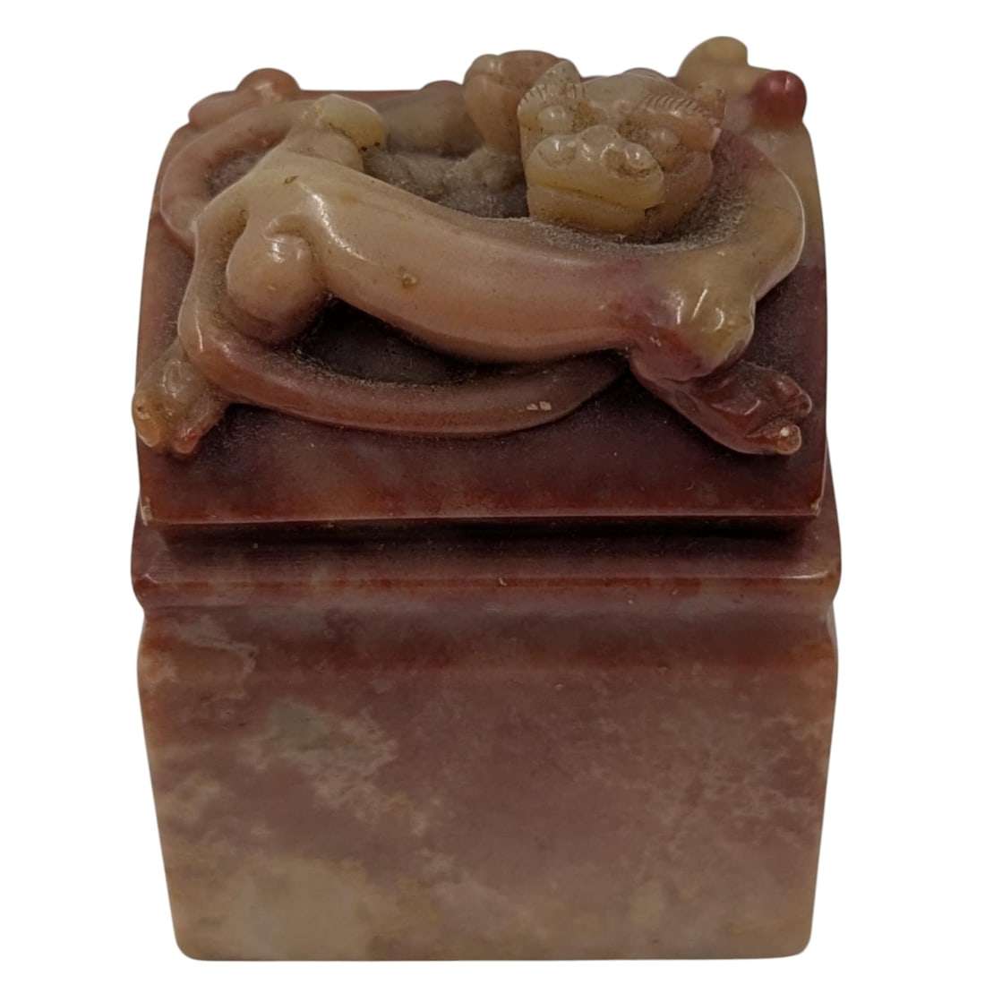 A Finely Carved Chinese Soapstone Seal: A Finely Carved Chinese Soapstone Seal. Measures approx. 2" X 1 1/2". From the consignor: My childhood was rich in culture, filled with art, education, and interactions with people from diverse backgr