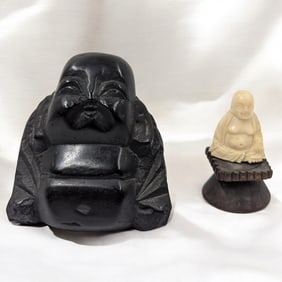 Pair Of Old Chinese Carved Buddha