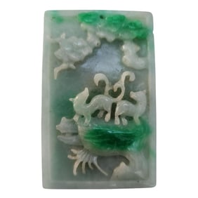 Large Old Chinese Jadeite Plaque Pendant / Jade Pendant Qing Dynasty