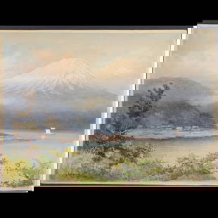 An Old Japanese Watercolor Landscape Painting On Paper, Signed Hiroshi?: An Old Japanese Watercolor Landscape Painting On Paper, Signed Hiroshi?. Measures approx. 10 1/2" X 14". From the consignor: My childhood was rich in culture, filled with art, education, and interacti