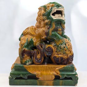 Large Chinese Sancai Glazed Ceramic Foo Dog