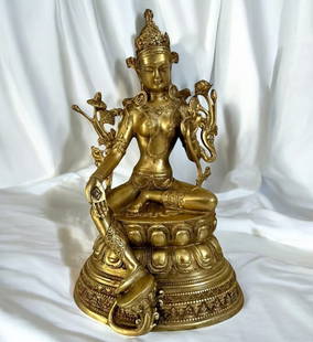 A Gilded Bronze Tibetan Seated Buddha / Gilt Bronze Tara: A Gilded Bronze Tibetan Seated Buddha / Gilt Bronze Tara. Measure 9" Tall. Please copy and paste the URL link below to review our Terms and Conditions for bidding, payment, shipping and othe