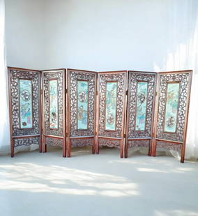 Antique Chinese Famille Rose Porcelain Panels Table Screen Qing Dynasty: Antique Chinese Famille Rose Porcelain Panels Table Screen Qing Dynasty (2 Panels Cracked See Pic). Measure 45 Cm, Each Panel 26.2 Cm X 6.2 Cm. Please copy and paste the URL link below to re
