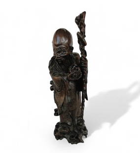 Antique Chinese Inlaid Wood Figure 19th C: Antique Chinese Inlaid Wood Figure 19th C. Measure 73 Cm. Please copy and paste the URL link below to review our Terms and Conditions for bidding, payment, shipping and other specifics for t