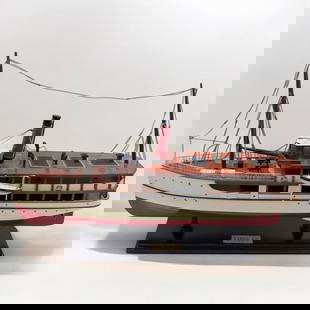 A Large Fine Vintage Wooden Twin-Screw Steamer TSS Earnslaw Boat Model: A Large Fine Vintage Wooden Twin-Screw Steamer TSS Earnslaw Boat Model. Measures approx. 16" X 24" X 6 1/2". NEEDS WORK. Please copy and paste the URL link below to review our Terms and Cond